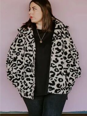 Brunette The Label leopard print Sherpa jacket
